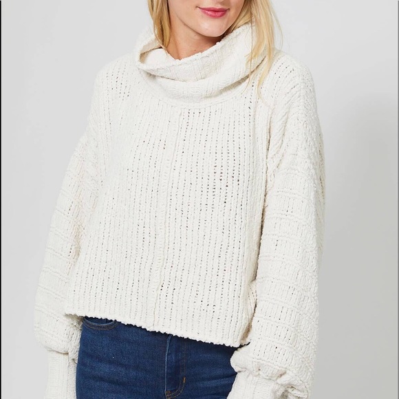 🆕Free People Cowl-Neck Knit Sweater in Vanilla Bean - Picture 6 of 8
